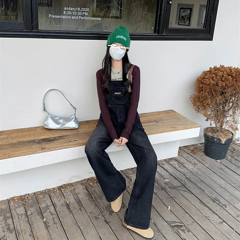 300斤特大码女装胖mm背带复古牛仔连体裤宽松显瘦遮肉阔腿背带裤