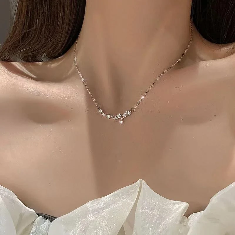 坠链均足银 法国ZSVIP星星项链女生纯银999轻奢小众满天星吊坠202