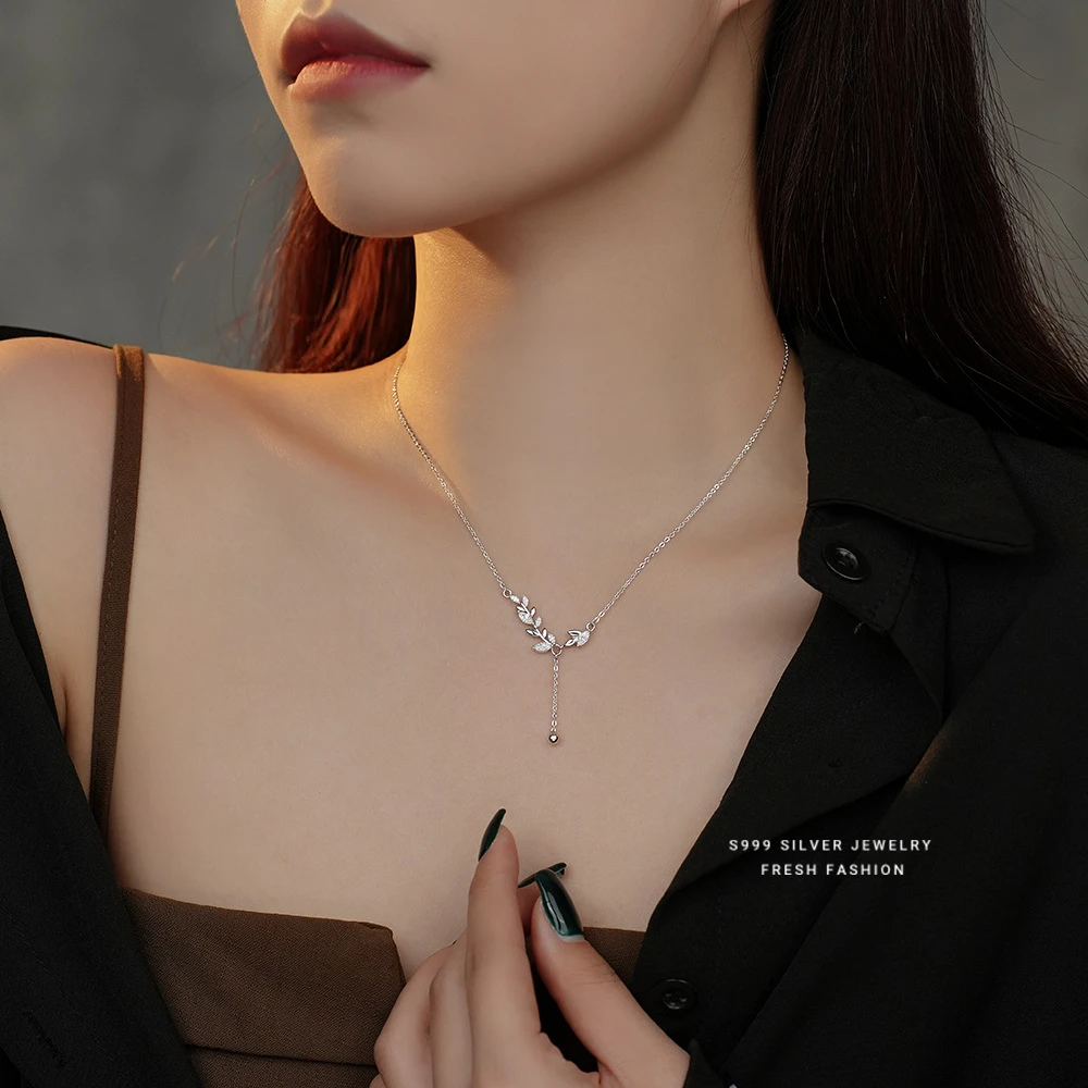 法国ZSVIP稻穗项链女款轻奢气质简约锁骨链精百搭小众坠链配饰森