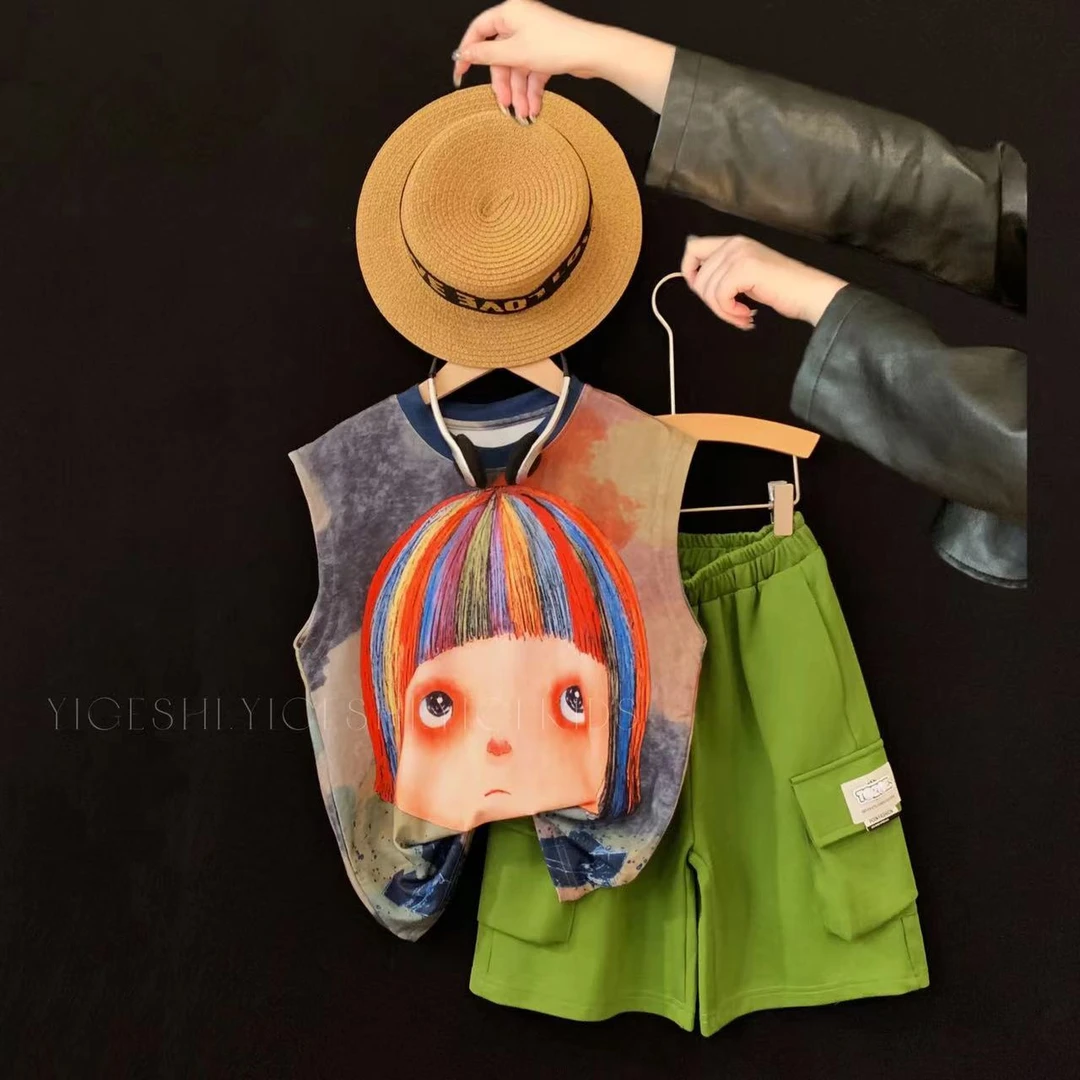 【现货】儿童套装男童运动休闲两件套潮牌中大童女童洋气套装YG5224