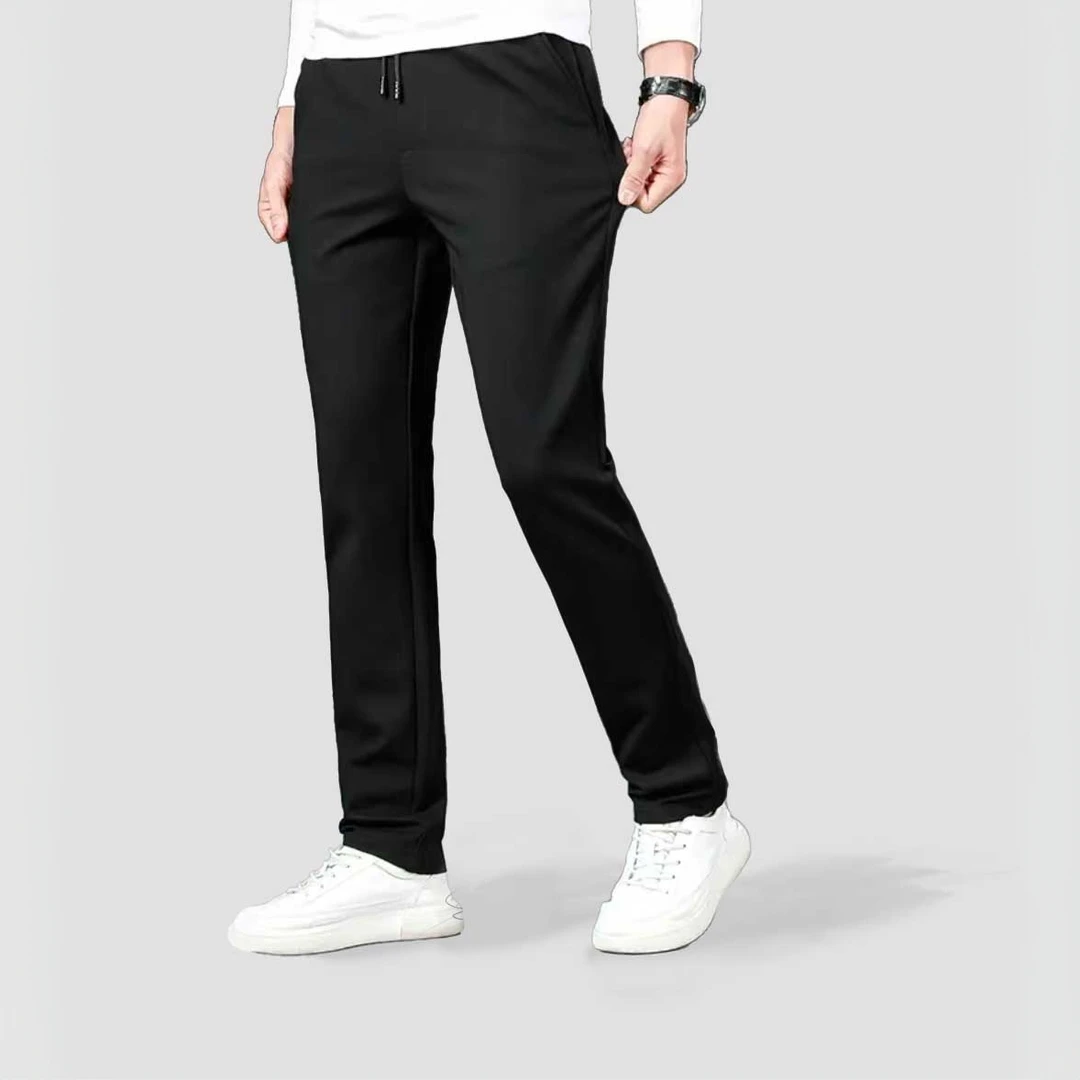 复合加绒休闲男裤中老年松紧腰直筒裤百搭