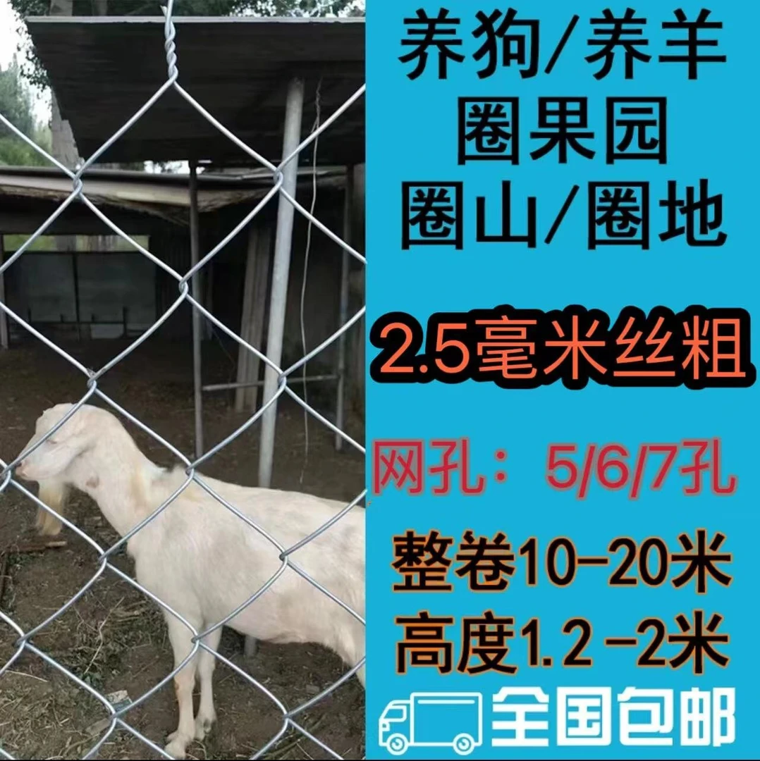 2.5丝粗热镀锌铁丝钢丝网勾花棱形网鸡鸭羊猪牛养殖果园防护围栏