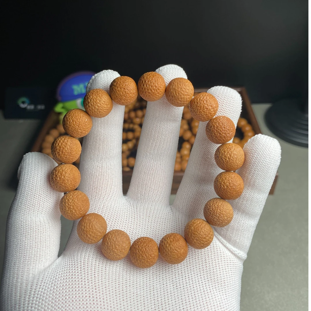 『铭源』·  龙炎料手工龙甲纹猴头手串，原皮原色