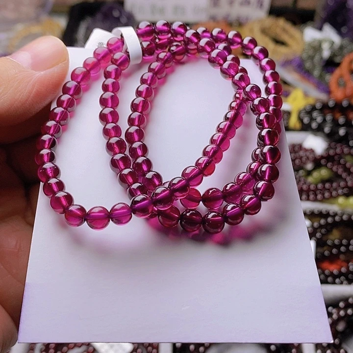 石榴石（紫牙乌）手串未镶嵌5.8mm三圈高净