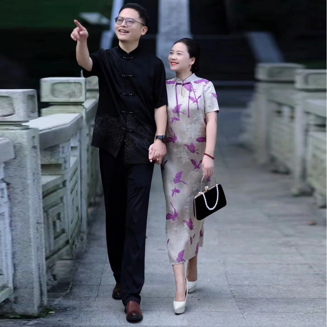 美爱《香妃夫人1》桑蚕丝立领微收腰气质旗袍中国风连衣裙Q361