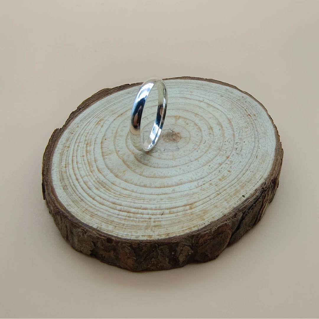 足银戒指 银苗匠心 足银手工时尚光面戒指小众素圈简约百搭素圈