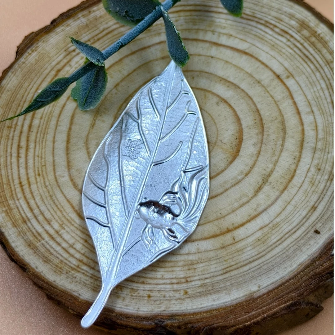 足银银制品 银苗匠心 足银9999泡茶神器金鱼树叶银叶金枝玉叶精美