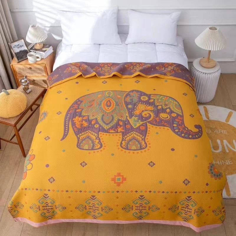 七彩吉象    纱布盖毯舒适透气1.5/2米