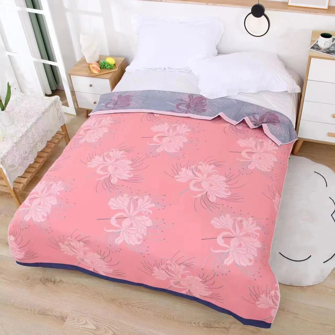 蒲公英粉  纱布盖毯柔软舒适透气1.5*2米