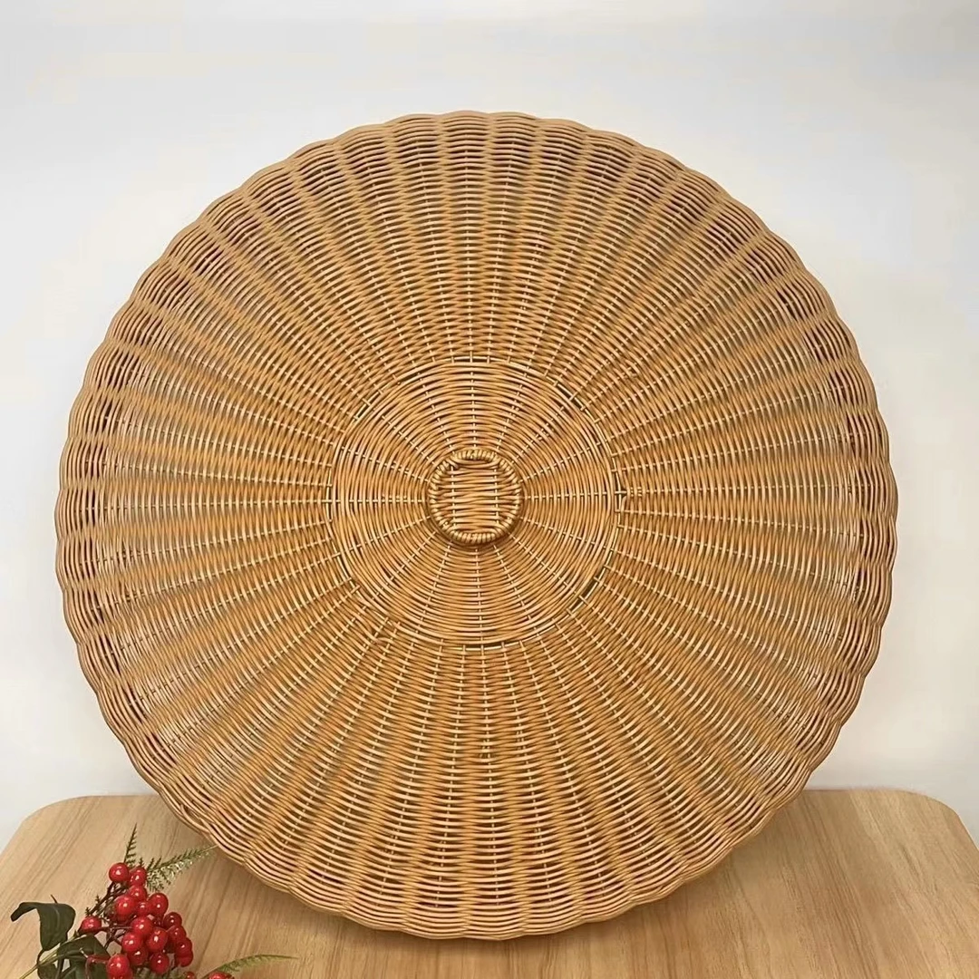 D20仿藤菜罩菜盖简约纯手工编织家用编织特大号圆形防蝇防蚊60*22