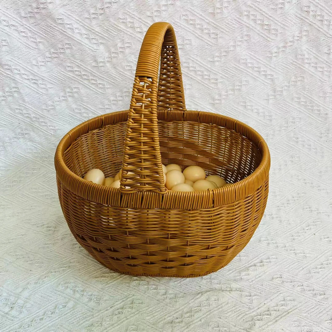 纯手工仿藤编手提篮创意圆形A99新款手提家用买菜篮鸡蛋篮