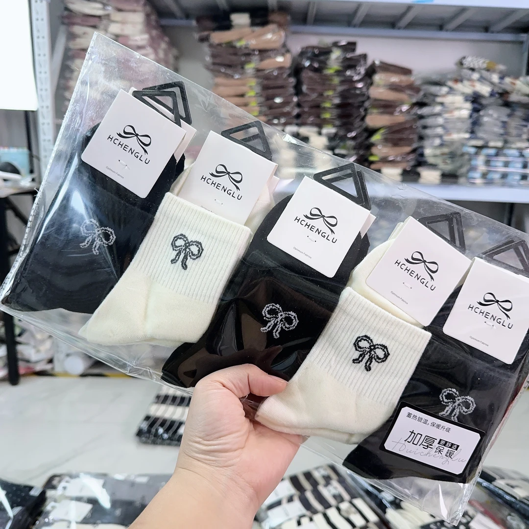 女士秋冬棉袜中筒袜简约时尚棉袜孤品清货