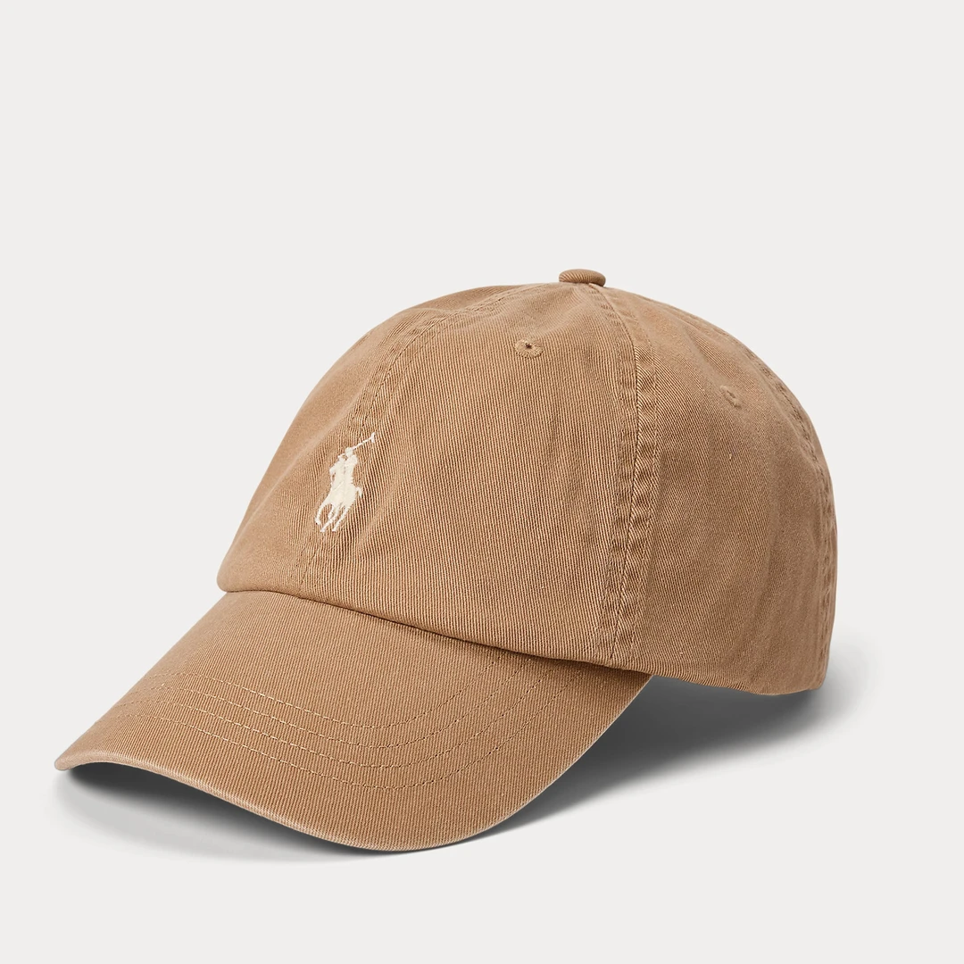 POLO RALPH LAUREN拉夫劳伦 男女卡其布经典百搭棒球帽卡其色白字