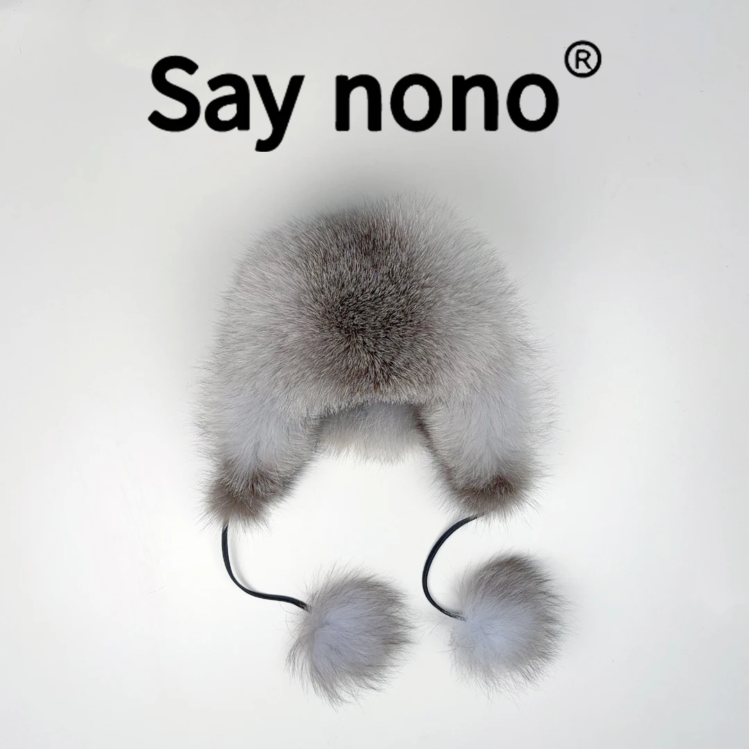 懒猫nono│Saynono 秋冬貉子毛狐狸毛滑雪帽皮草护耳风雪帽WD11023