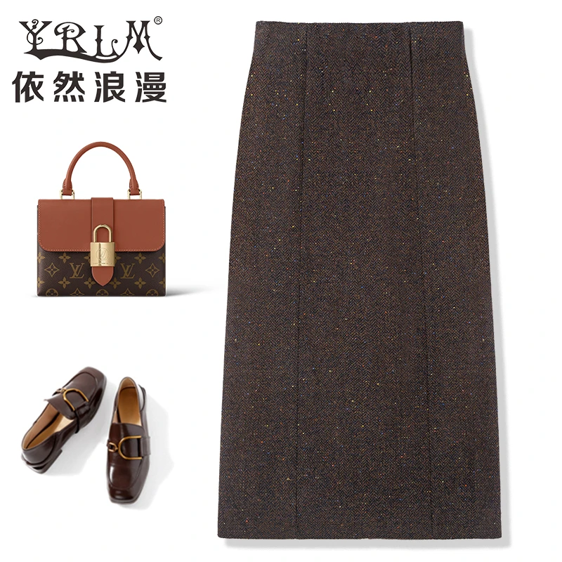 【华姐&原创】KQ456689新款显瘦绵羊毛半裙秋冬时尚保暖醋酸直筒裙