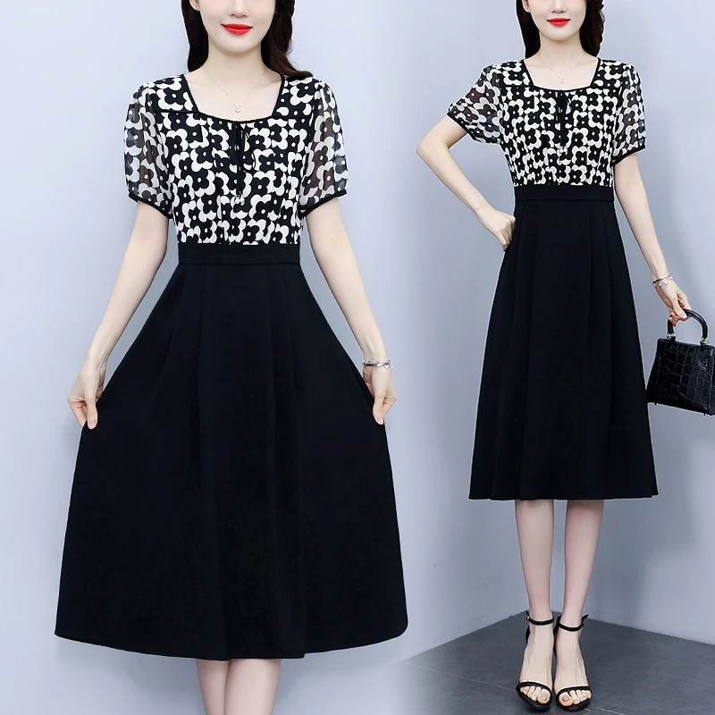 胖mm大码女装连衣裙2024夏季新款高奢气质减龄收腰遮肉中长款裙子