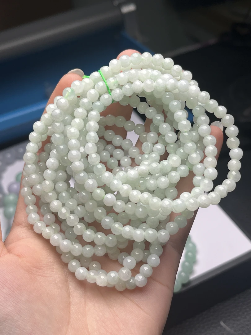 白冰手链缅甸天然翡翠A貨手链珠项链散珠冰透清新百搭时尚精女款