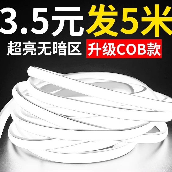 灯带led灯条客厅户外超亮防水跑马氛围摆摊室外亮化白光220v家用