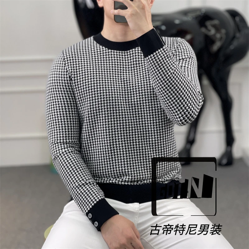 <古帝特尼>男士潮流时尚百搭圆领轻奢高端针织上衣长袖Z-26082