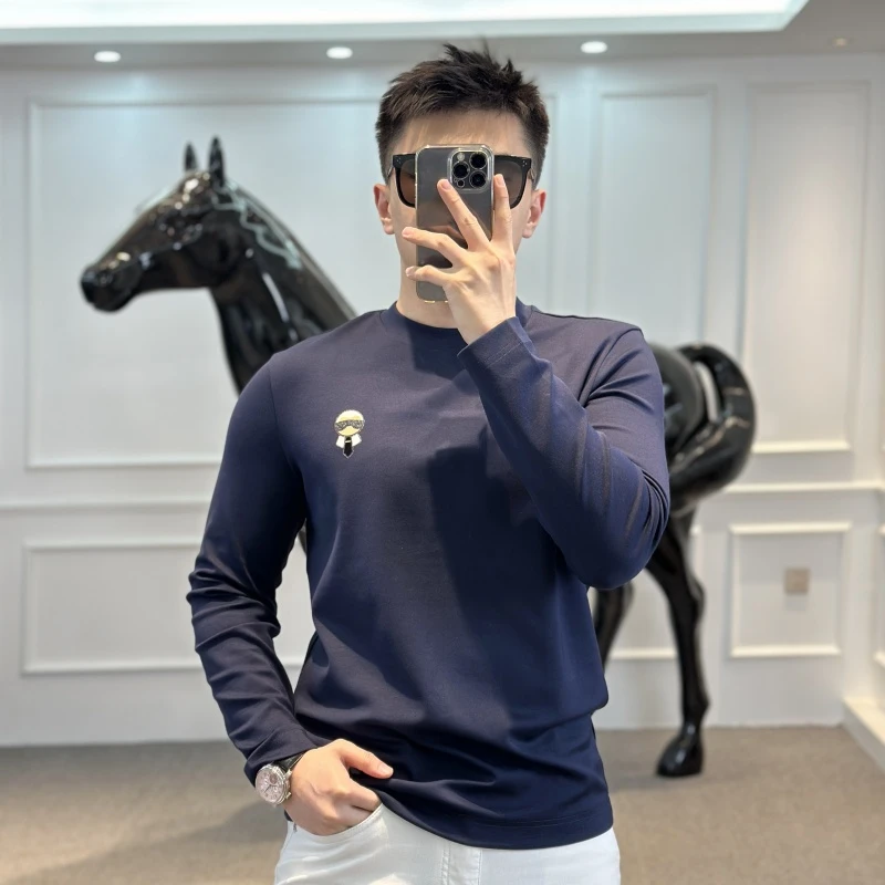 <古帝特尼>秋冬新款男士情侣纯色时尚百搭舒适亲肤圆领长袖Z-2528