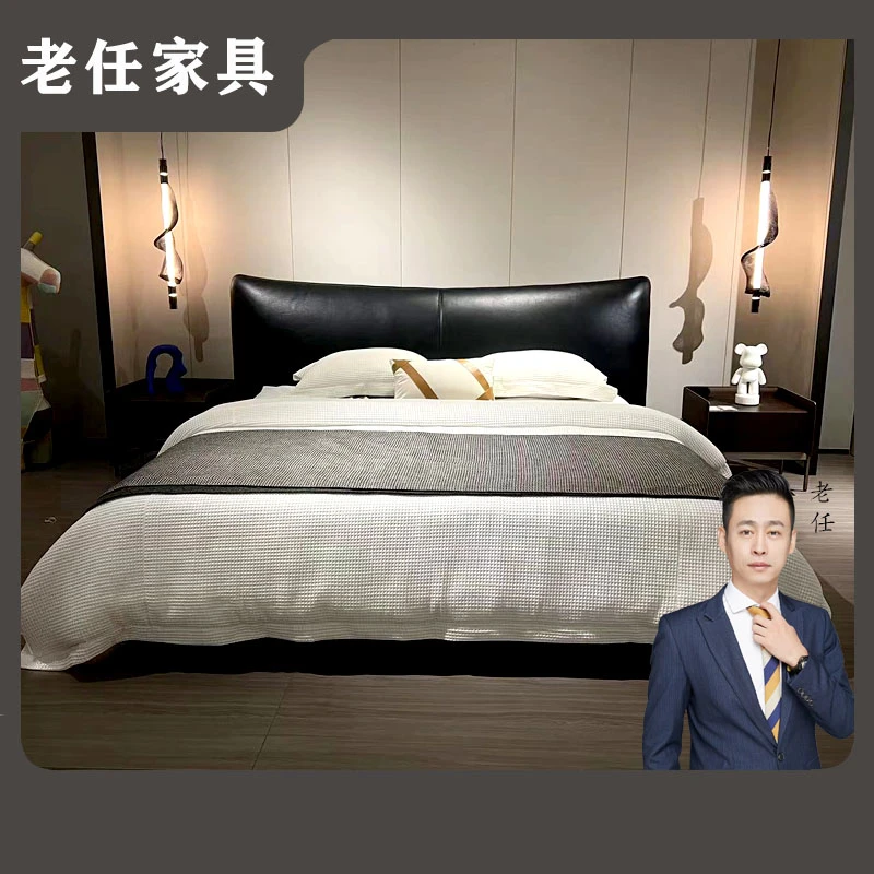 【香奈儿床】意式简约实木床双人床软床头牛皮主卧意式客厅极简创意