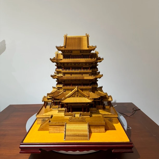 中式木雕滕王阁古建筑模型客厅办公室摆件工艺品礼品