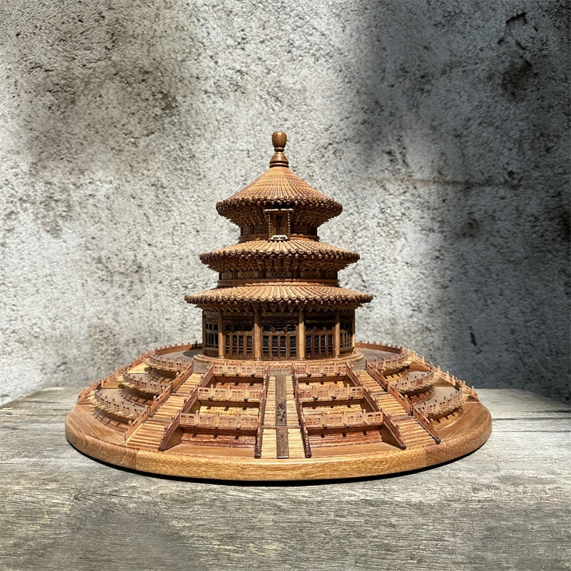 中式古典东阳木雕工艺品高档礼品桌面摆件古建筑模型天坛祈年殿