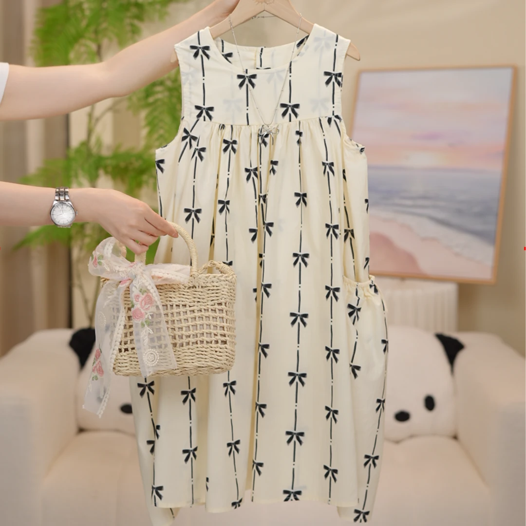 女大童背心裙青少年初中生无袖连衣裙洋气慵懒风A字裙宽松裙子潮