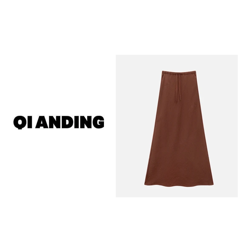 【QIANDING】2024新款“法式浪漫”夏季女装简约半身裙24635