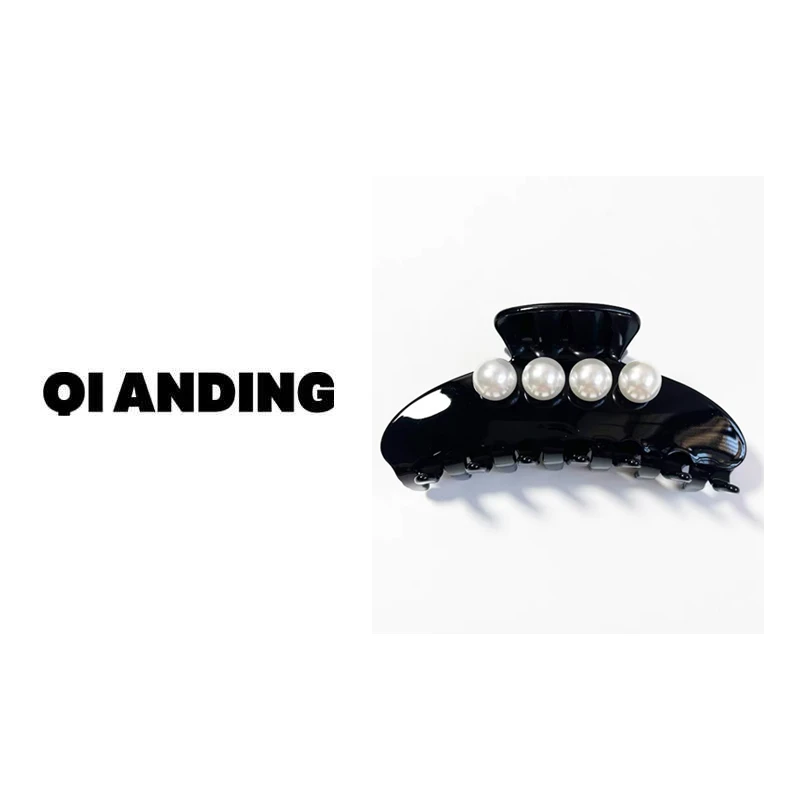 【QIANDING】高级感珍珠盘发后脑勺抓发夹240118