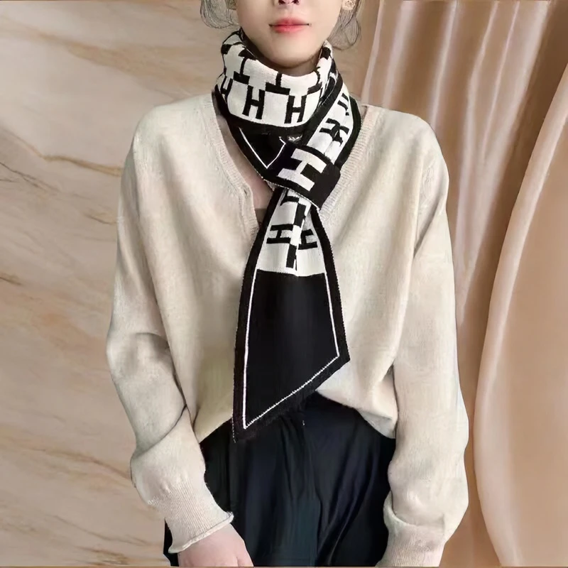 秋冬季保暖围脖气质百搭针织保暖披肩双面围巾2023新款韩版百护颈