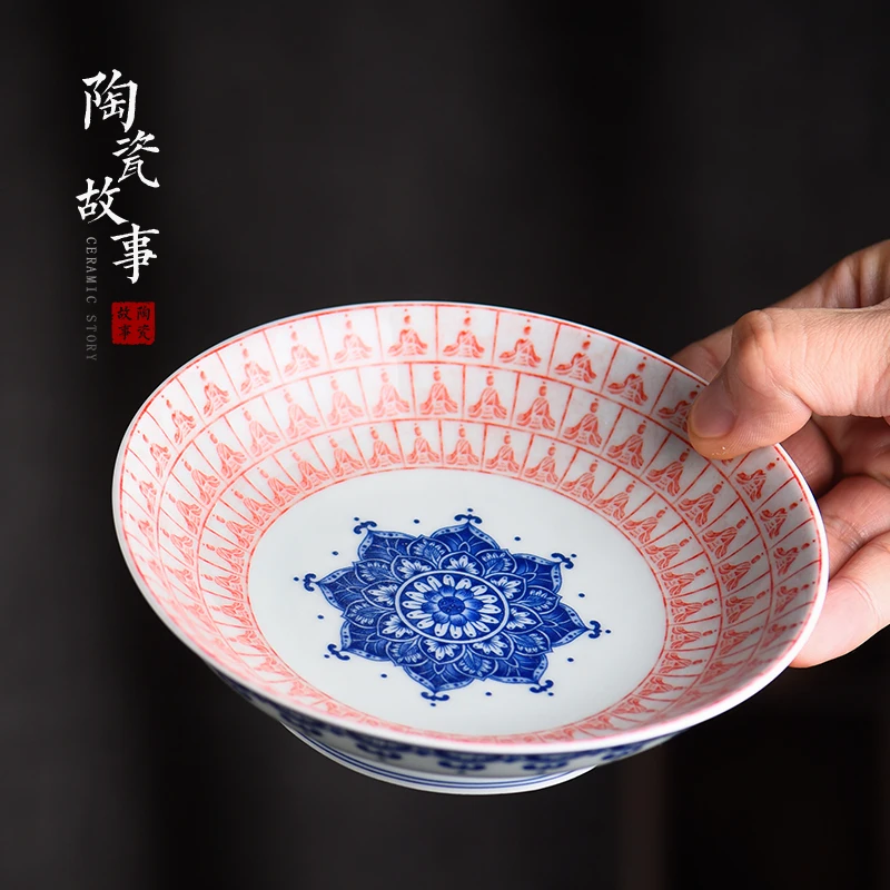 陶瓷故事千佛壶承中式养壶盘干泡台三才盖碗茶盘茶壶托盘壶垫茶托