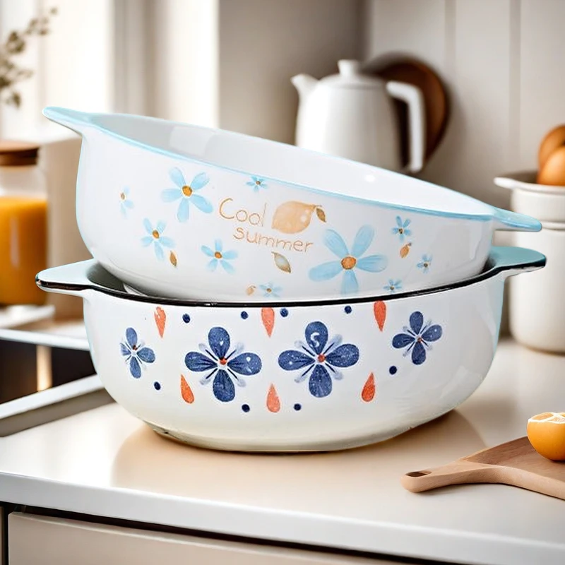 10.5双耳大汤碗小蓝花+夏日风情