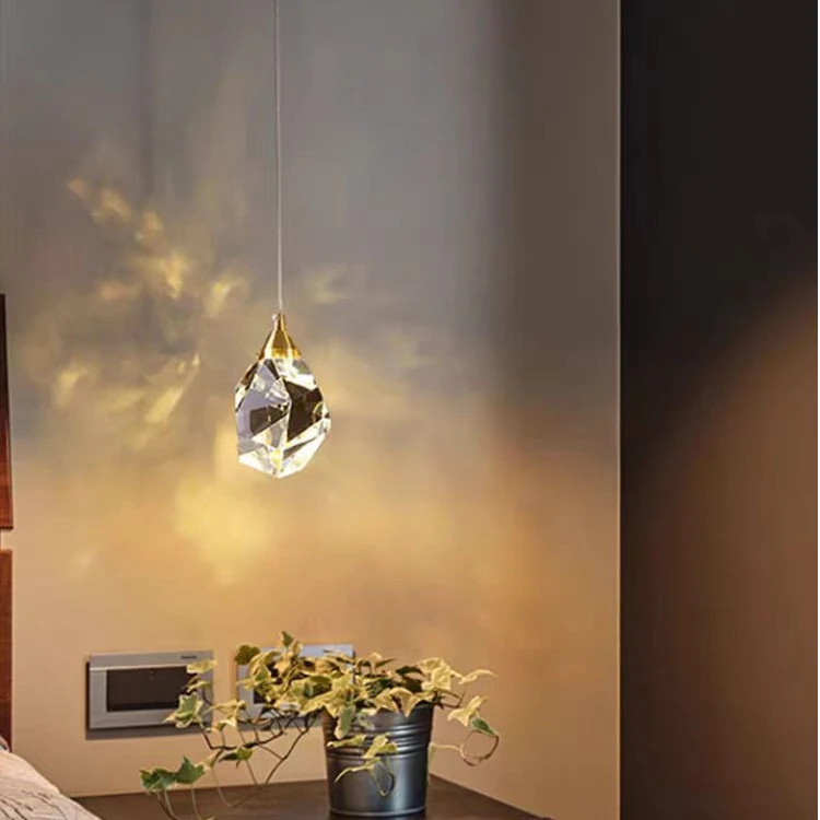 不规则床头灯钻石水晶卧室房间小吊灯艺术轻奢长线吊灯飘窗灯