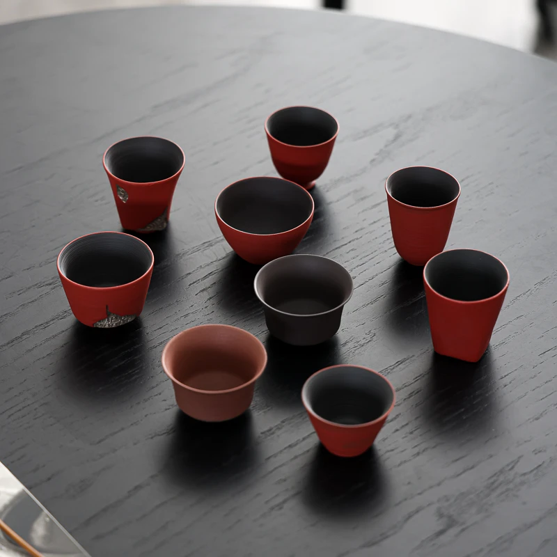 【有福器-粉引红茶杯鎏银系列】老岩泥茶器复古侘寂风茶器