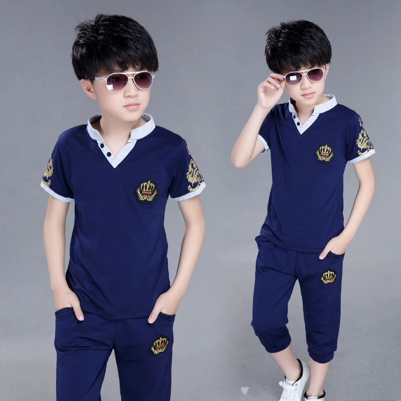 童装男童套装运动夏装纯棉儿童中大童小孩衣服短袖两件套2025新款