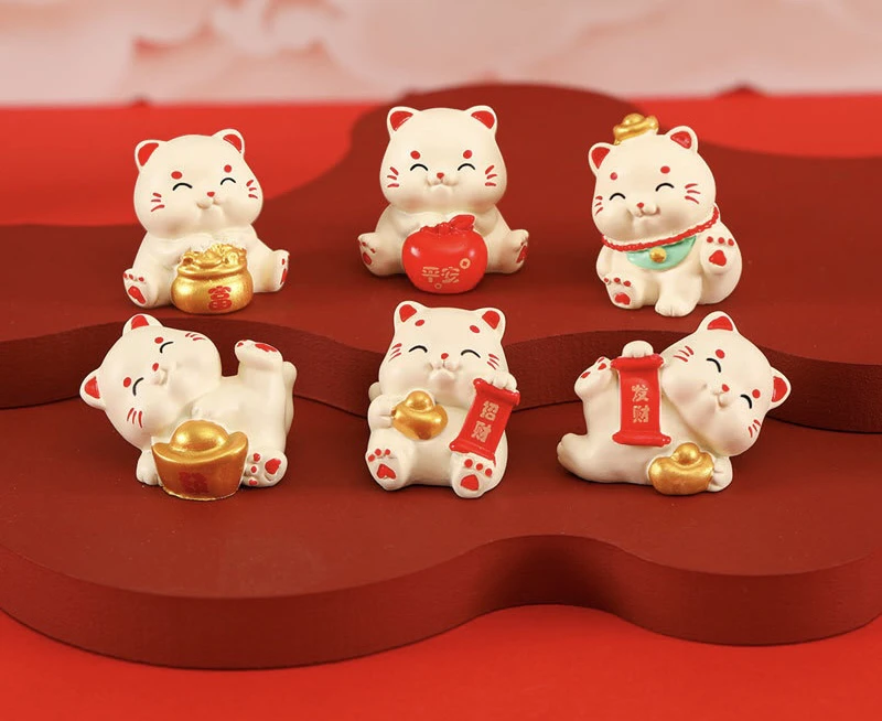 （直播代拆）可爱招财猫DIY树脂小摆件发财手作