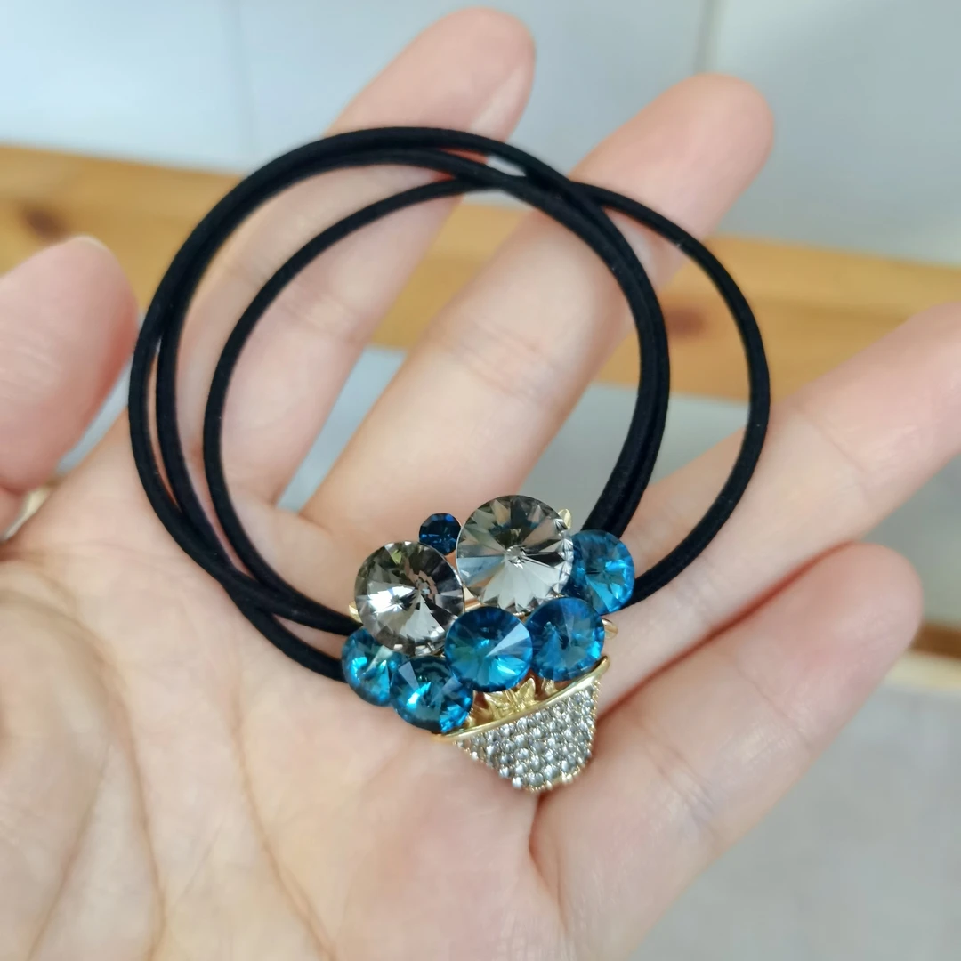 高品质施家钻简约百搭日韩精致甜美可爱绿色黑色发圈发绳皮筋头绳