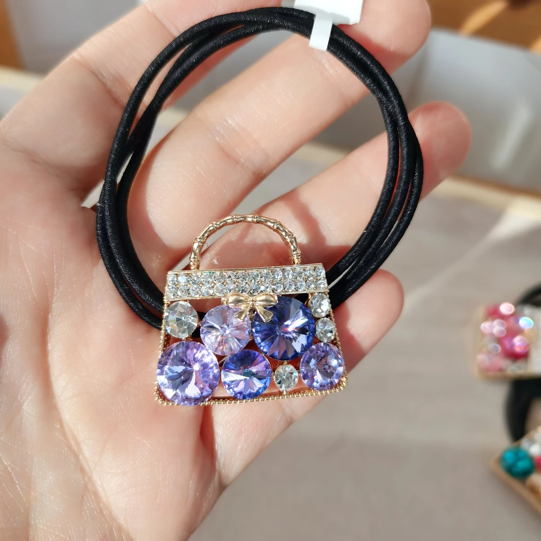 高品质施家钻气质皮筋时尚可爱发圈简约重工精致满钻粗头绳轻奢