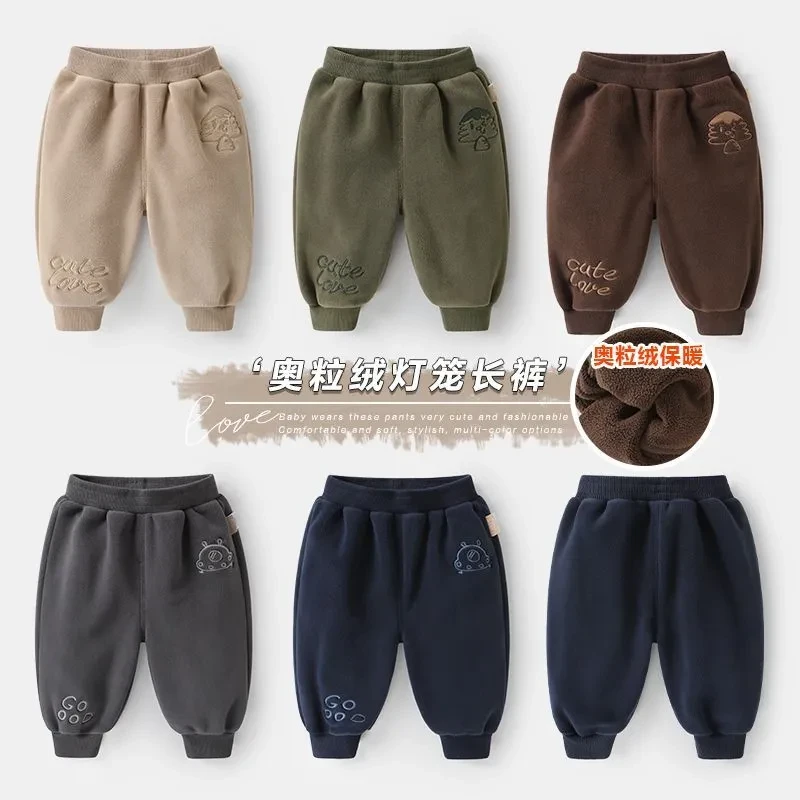 反季婴儿奥粒绒灯笼裤长裤宝宝冬装加绒加厚裤子男女童保暖休闲裤