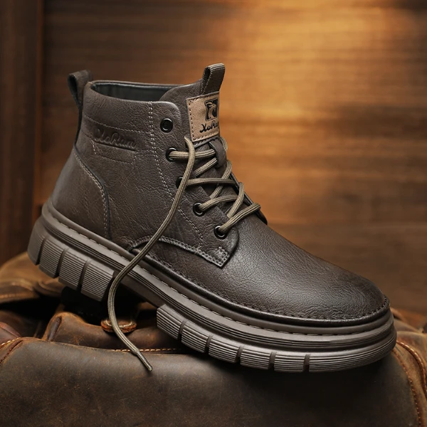 西部公羊秋冬男士潮鞋防寒马丁靴百搭鞋靴时尚男士厚底防水工装靴