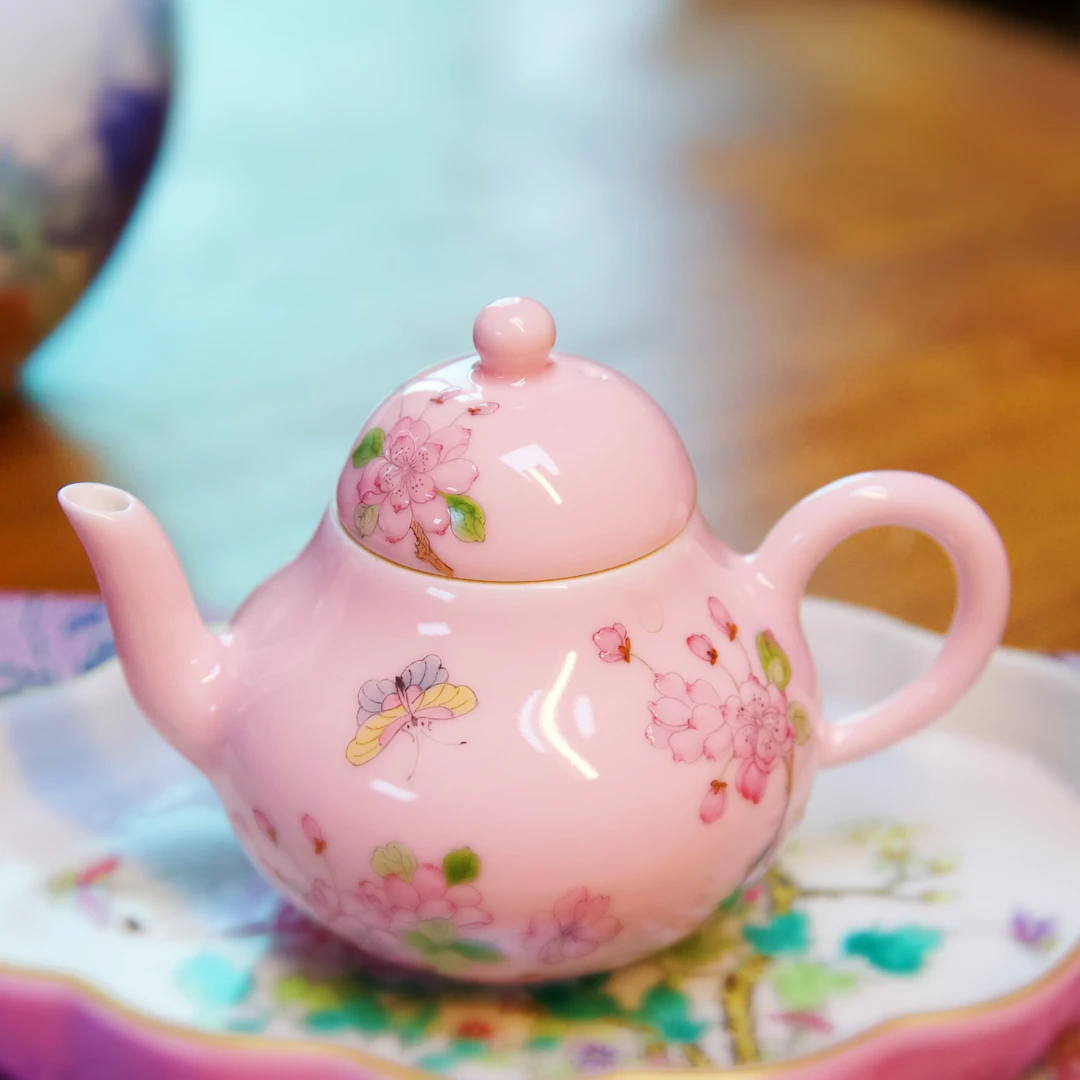 景德镇陶瓷纯手绘茶壶泡茶壶功夫茶具桃花高档家用喝茶中式茶器mx