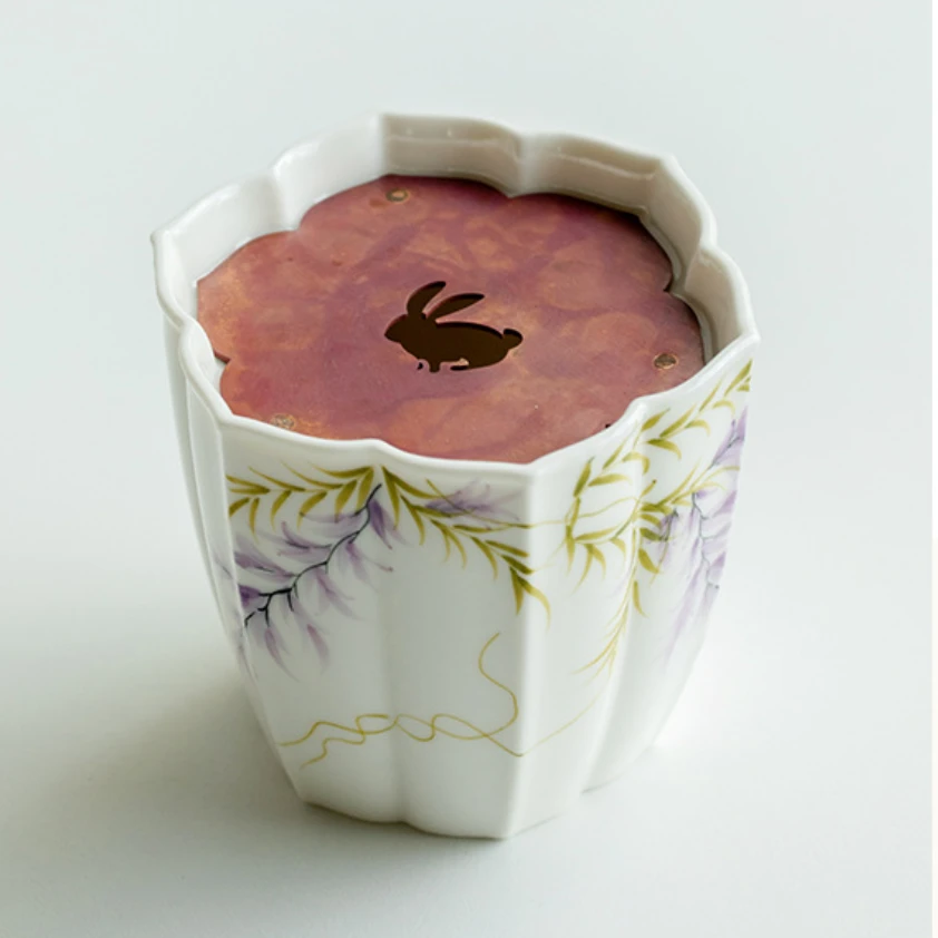 纯手绘紫藤花陶瓷花瓣建水茶洗家用小建水茶承盂陶瓷茶昌朴居茶具