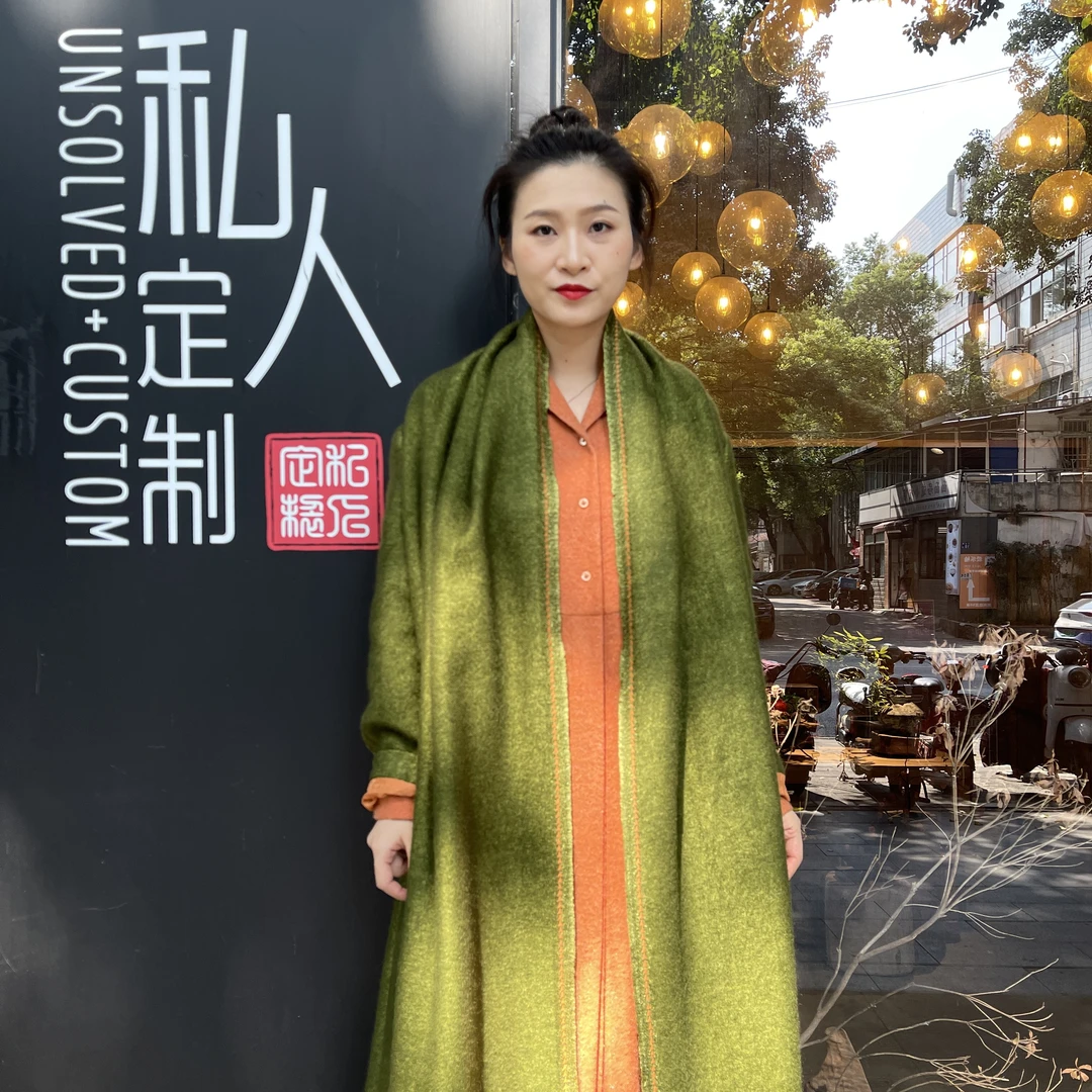 UNSOLVED CUSTOM/未解牛油果围巾领里外两穿秋冬大衣时尚拉风长款