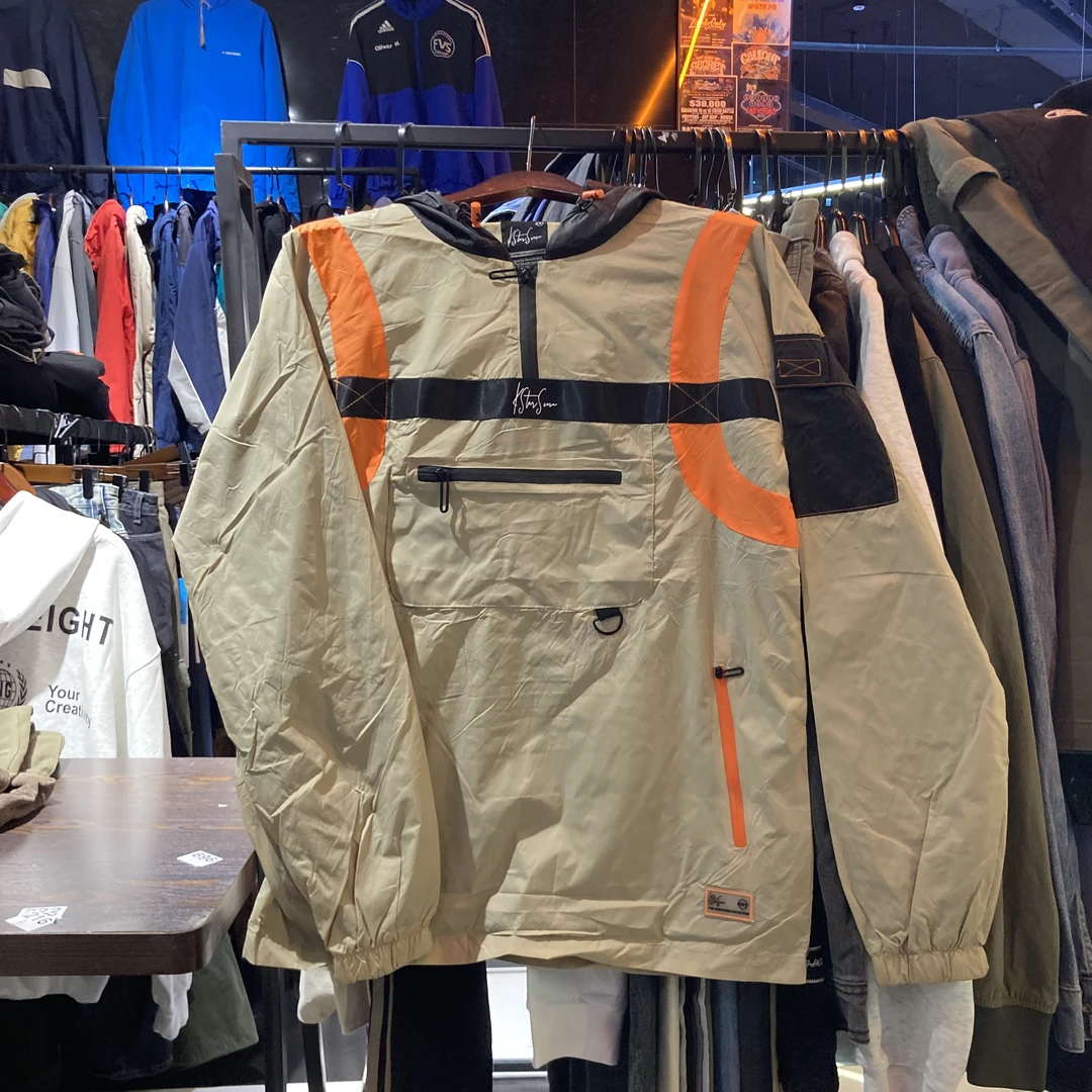 BFOV   美式复古薄款拼色半拉链套头冲锋衣