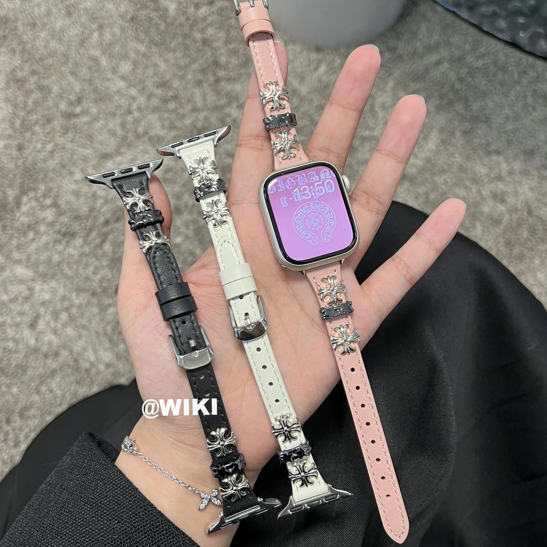 WIKI适用苹果Applewatch手表新款甜辣十字架s10真皮表带iwatchs9