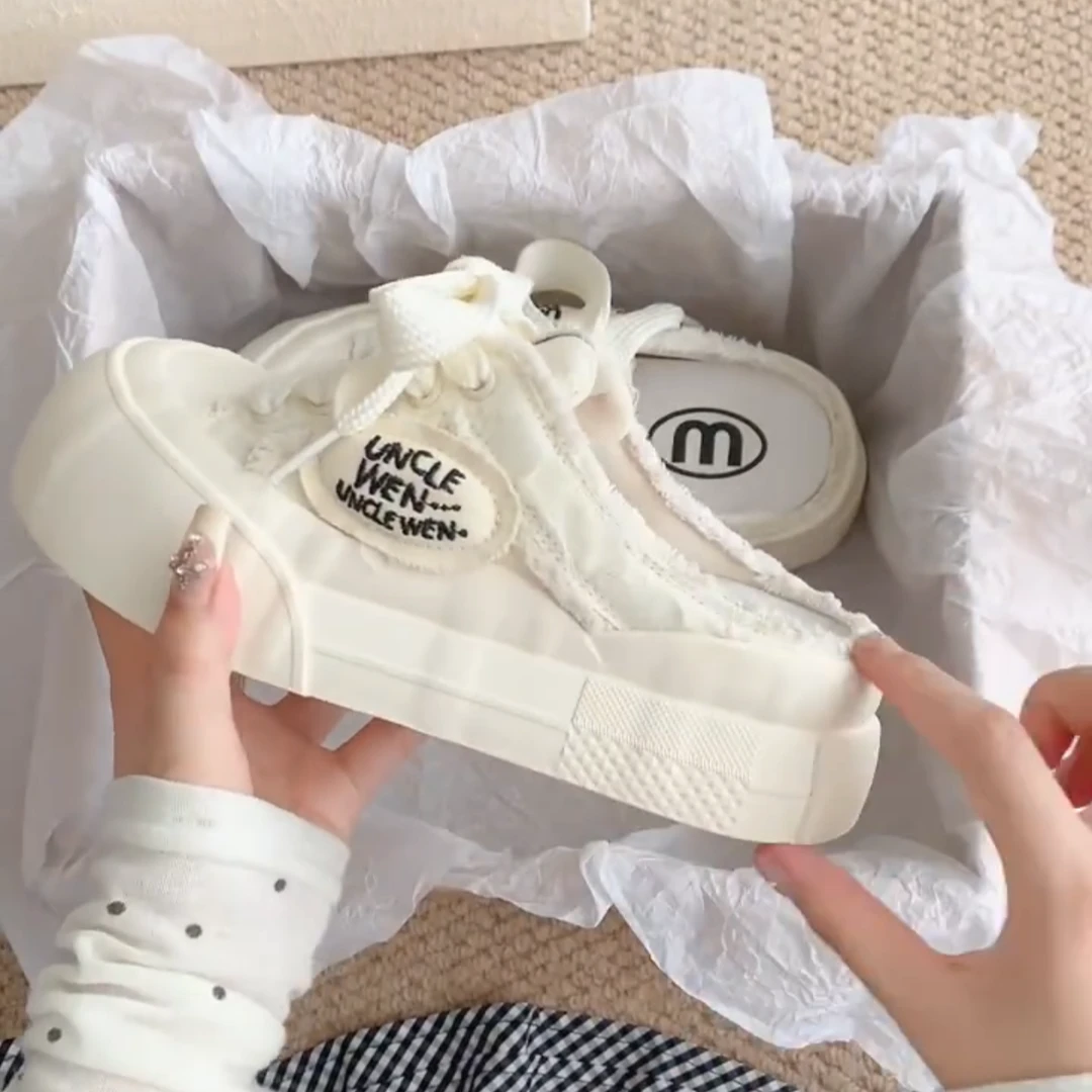 赵露思同款云朵鞋女2025夏季新款厚底圆头设计小香风百搭半拖板鞋