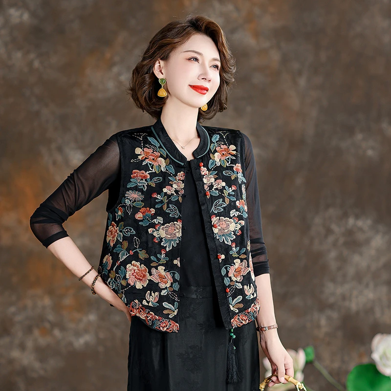 齐黛【绣春吟】新中式刺绣马甲国风百搭宽松马甲