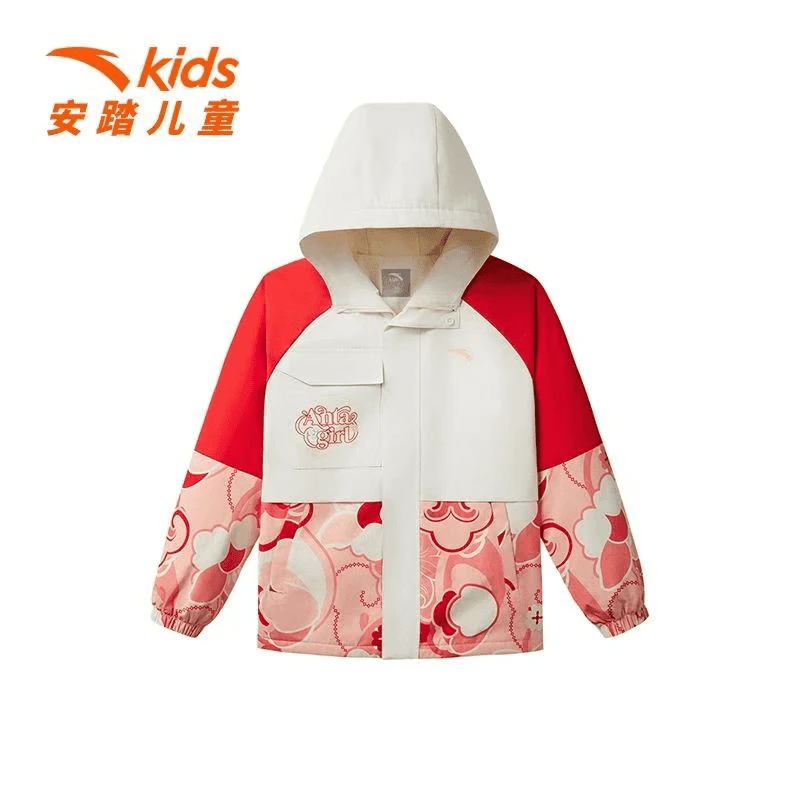 安踏儿童梭织厚外套女大童新款运防风保暖动上衣A62518607
