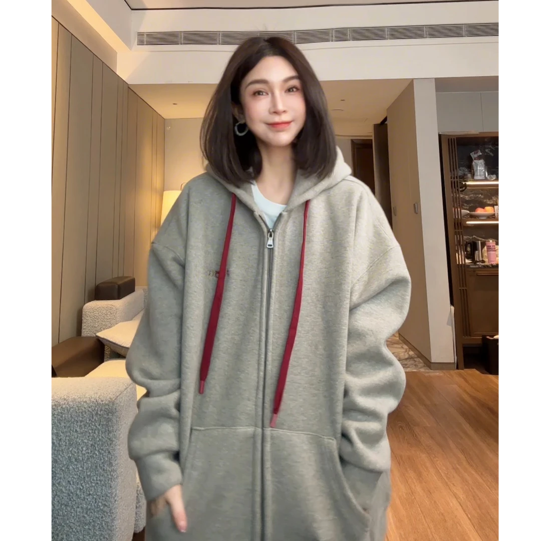 LYXZ x 大小与【你的卫衣】冬季新款连帽抽绳加绒加厚拉链卫衣75761